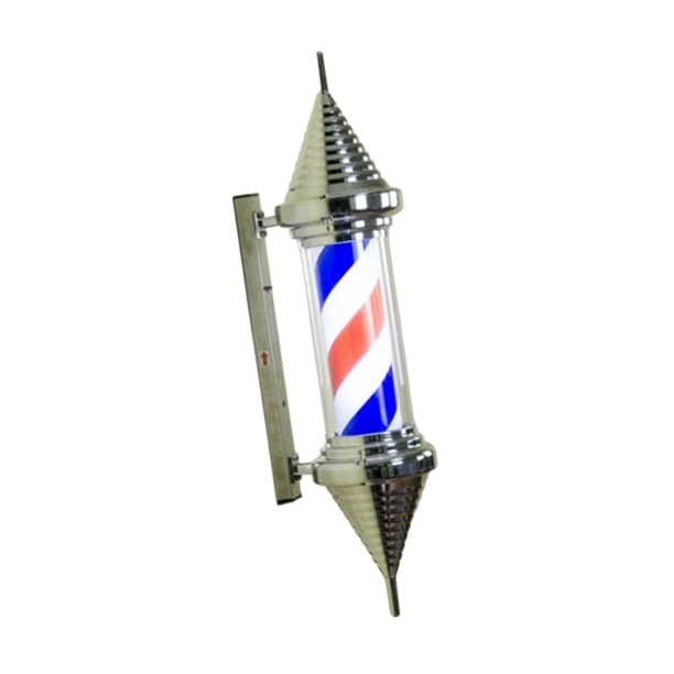 Luz de poste de barbero, lámpara de pared, tradicional, tiras de luz LED, luz giratoria de barbería, luz roja y azul giratoria para peluquería al aire Estilo C