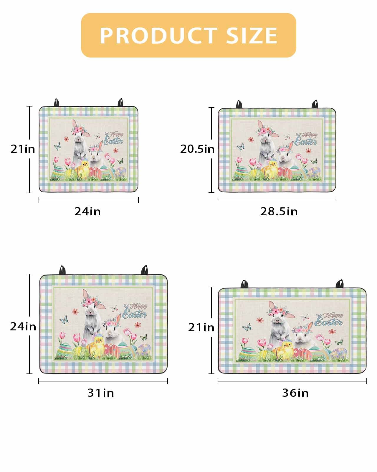 Large Induction Cooktop Protector Mat Bunny Easter Stove Top Covers for Electric Stove, Spring Floral Eggs Animals Rustic Decorative Stove Burner Cover Mats, Glass Top Stove Cover