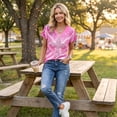 thumbnail image 3 of JULMCOMO Breast Cancer Awareness Shirts for Women V Neck Breast Cancer Survivor Support Graphic Tees Short Sleeve Loose Casual T-Shirts Hot Pink 2XL, 3 of 4