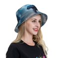 thumbnail image 5 of Kll Blue Thunder Storm Dragon Bucket Hat for Women Men Packable Travel Beach Sun Hat Outdoor Rave Accessories Reflective Fisherman Cap, 5 of 6