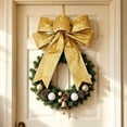 thumbnail image 6 of Dongrere Glitter Christmas Bow Large Fabric Bow Decor for Stair Railing Mantel Front Door Christmas Tree Decor, 7x6.3 Inch, Gold, 6 of 6