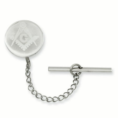 Rhodium-plated Kelly Waters with Chain Masonic Tie Tac GP3826