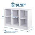 thumbnail image 2 of 6 Cube Storage Organizer 2 Tier Bookshelf with 3 Bins 3 x 2 Wood Open Shelf Cubby Bookshelves System Wide Toy Cabinet for Bedroom Living Room Kids (White, 11.8"D x 31.5"W x 23.6"H), 2 of 6