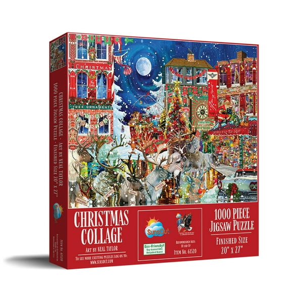 SUNSOUT INC - Christmas Collage - 1000 pc Jigsaw Puzzle by Artist: Neal Taylor - Finished Size 20" x 27" Christmas - MPN# 61520