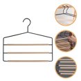 thumbnail image 3 of 1Set Pants Hanger Space Saving Trousers Racks 3-tier Rectangular Wooden for Home Use, 3 of 9