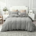 thumbnail image 2 of PURE ERA 100% Cotton Reversible Striped Duvet Cover Set Queen Dark Grey White, 2 of 9