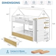 thumbnail image 3 of Bunk Bed Twin Over Twin Size Loft Bed with Globe String Lights and 6 Storage Drawers Low Metal Bunk Beds with Charging Stations & Montessori Bookshelf, Safety Guardrail and Ladder, White, 3 of 10