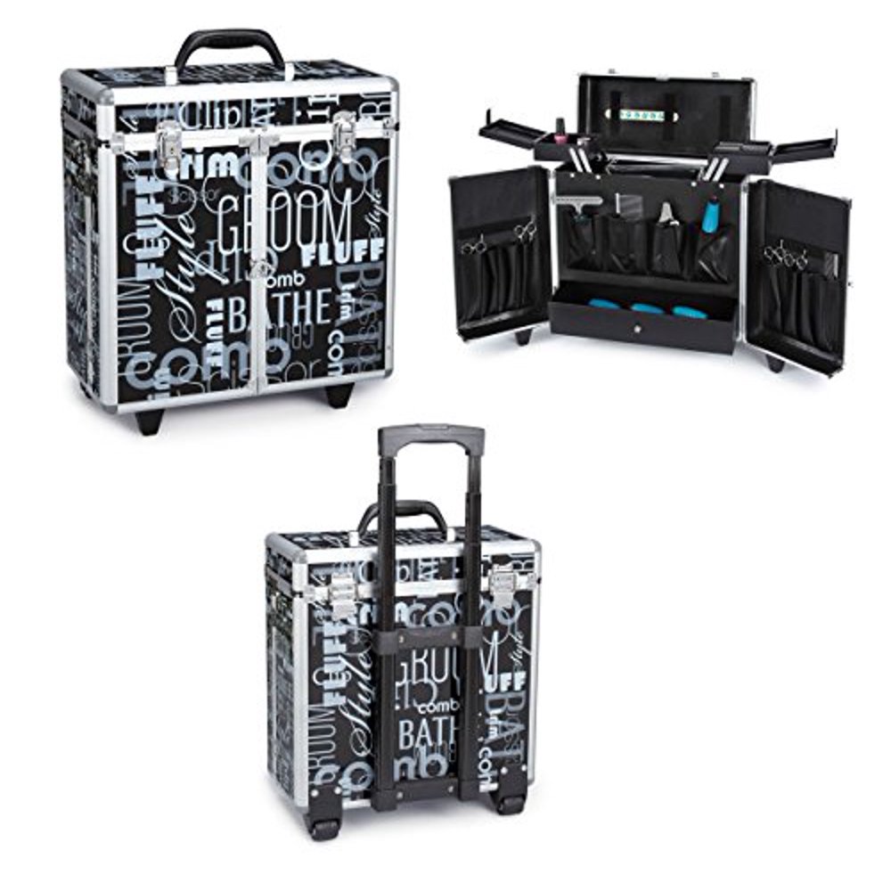 BLACK GRAFFITI GROOMING TOOL CASE on WHEELS Storage for Groomers' Tools