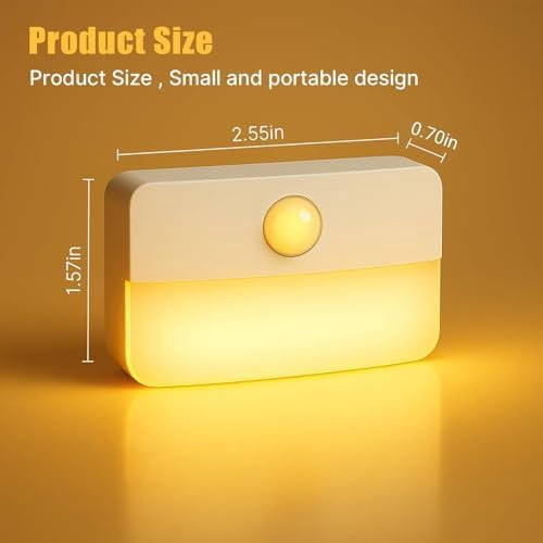 3 Pack Motion Sensor Stair Light for Indoor, Battery Operated Closet Lights, Wireless Stick on Anywhere Hallway Lamp, Portable Led Night Lamps for Bedroom Under Cabinet Kitchen