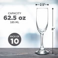 thumbnail image 3 of Champagne Flute 6.25 oz. Set of 10, Bulk Pack - Great for Cocktails, Weddings, Party Favors - Clear, 3 of 5