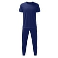 thumbnail image 5 of BADHUB Men's 2 Piece Outfits Casual Slim Fit Crew Neck T Shirt and Jogger Pant Athletic Sets Blue M, 5 of 6