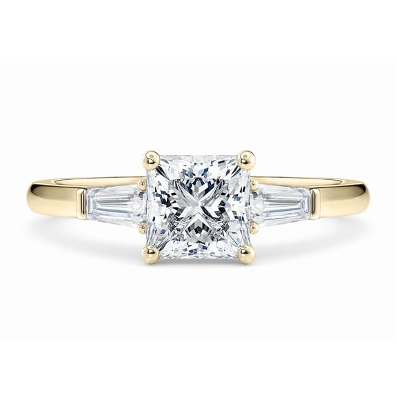 Brilliant 1.5 CT Princess Cut Lab Grown Diamond Engagement Ring for Women 10K Gold