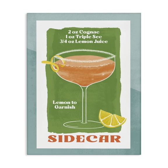 Stupell Industries Retro Sidecar Recipe Food & Beverage Painting Wrapped Canvas Art Print Wall Art, 16 x 20