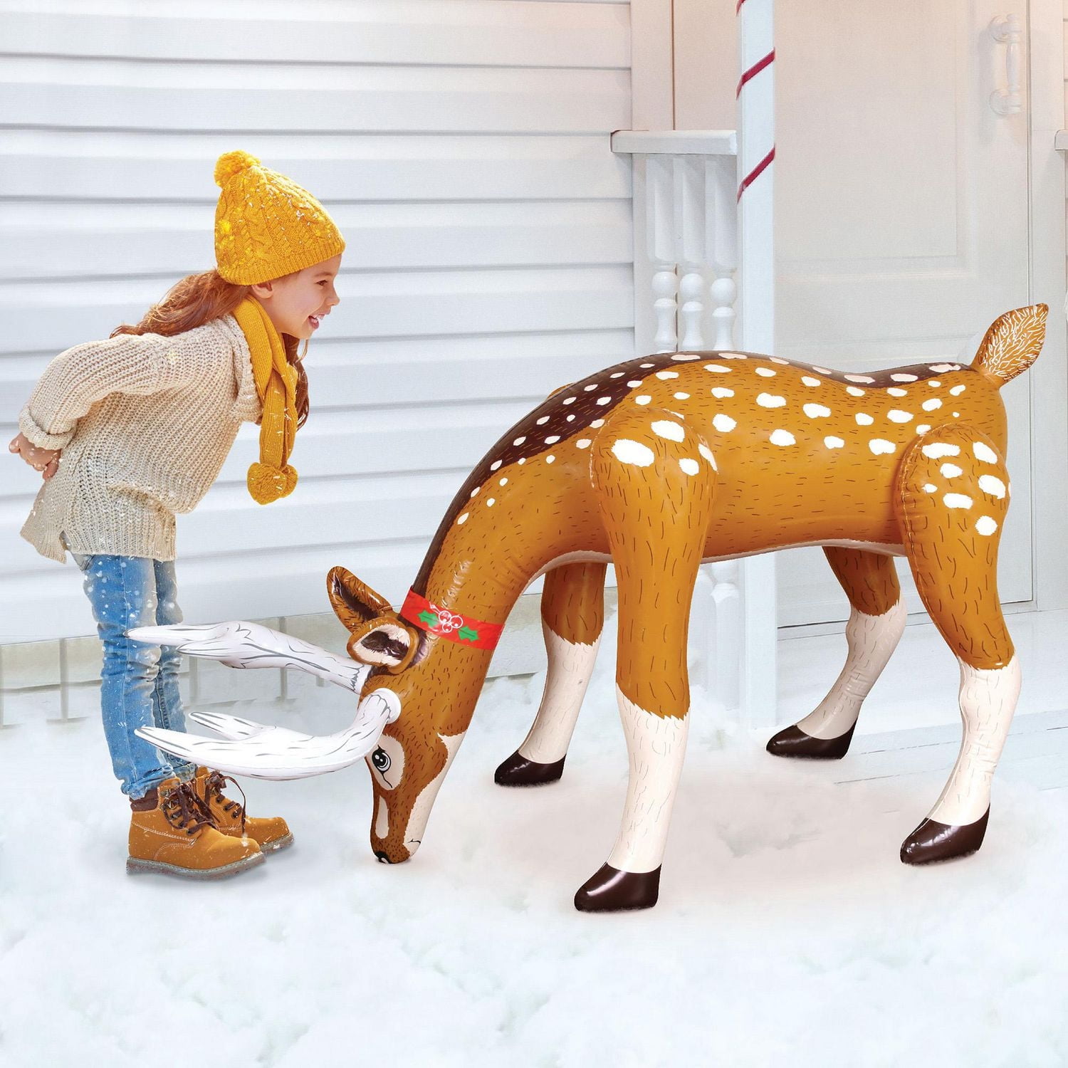 Occasions Christmas Blow-Up 4 Foot Inflatable Reindeer, Grazing Style