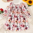thumbnail image 6 of KYAIGUO Toddler Kids Girls Flare Sleeve Dresses Spring Floral Princess Dress Fall Square Neck Onesies Prints Skirt for 3-7 Years Old, 6 of 10