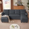 thumbnail image 3 of Pingliang Home 105" U Shaped Sectional Sofa Cloud Couch, Modern Sofa Couches with Double Chaise and 4 Pillows for Living Room Apartment Office Studio, Dark Gray, 3 of 15