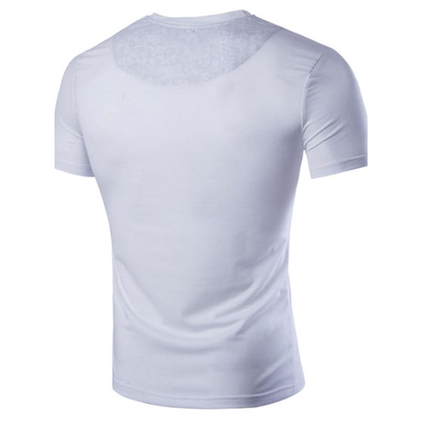 Elegante Camiseta De Manga Corta Con Cuello En V/Cuello Redondo Para Hombre (Blanco) M Likrtyny Caballero