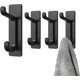 thumbnail image 1 of Adhesive Wall Hook, Bathroom Towel Holder, Kitchen Tea Towel Hanger,wall Attachment Without Drilling, Waterproof, Anti-rust, Black, 4 Pieces, 1 of 5
