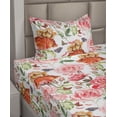 thumbnail image 2 of Ambesonne Spring Fitted & Flat Sheet with Sham 3 Pcs Set, Pony Iris Rose Butterfly, Twin XL, Dark Peach and Soft Pink, 2 of 4