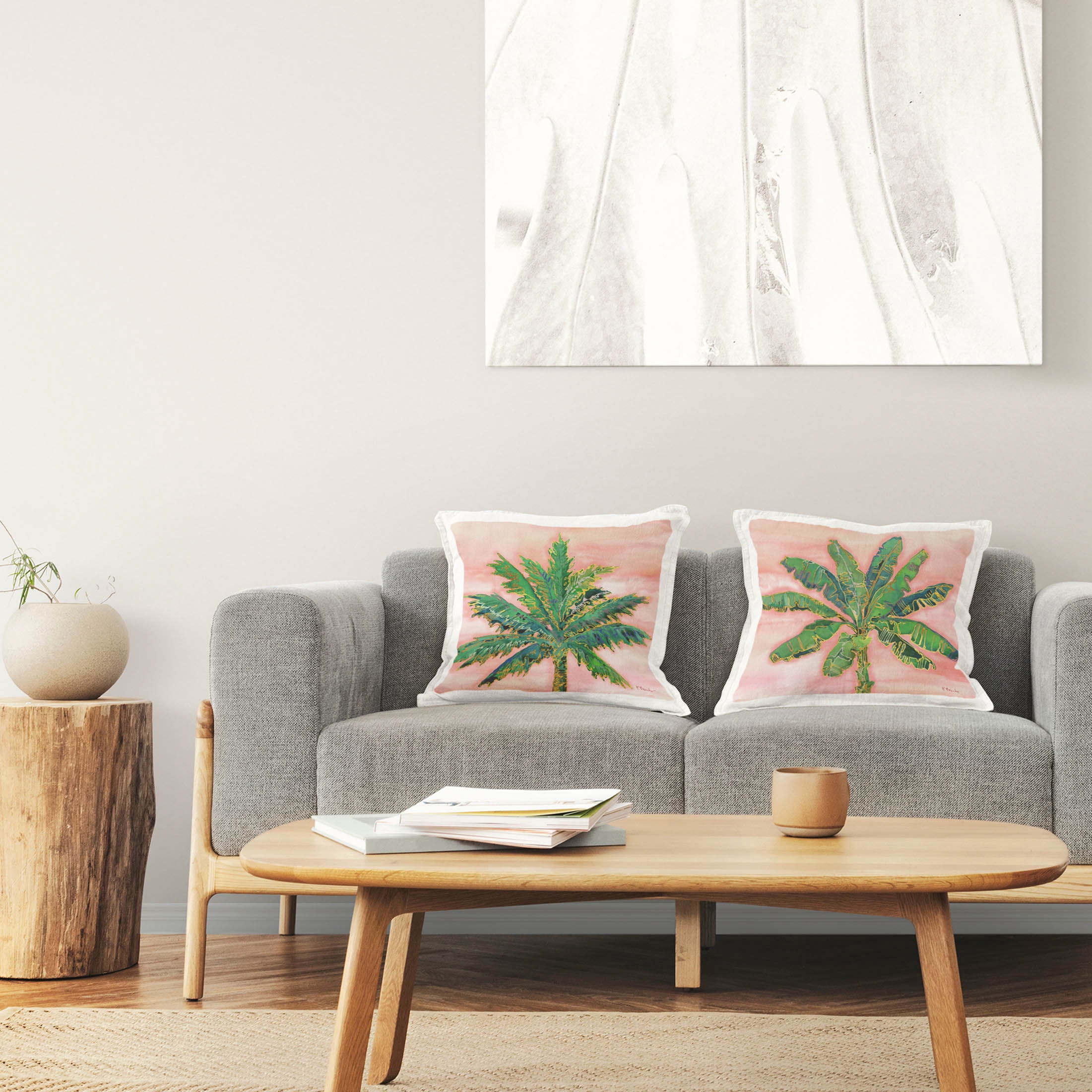 Stupell Industries Tropical Pink Palm Trees Printed Throw Pillow Design by Paul Brent (Set of 2)