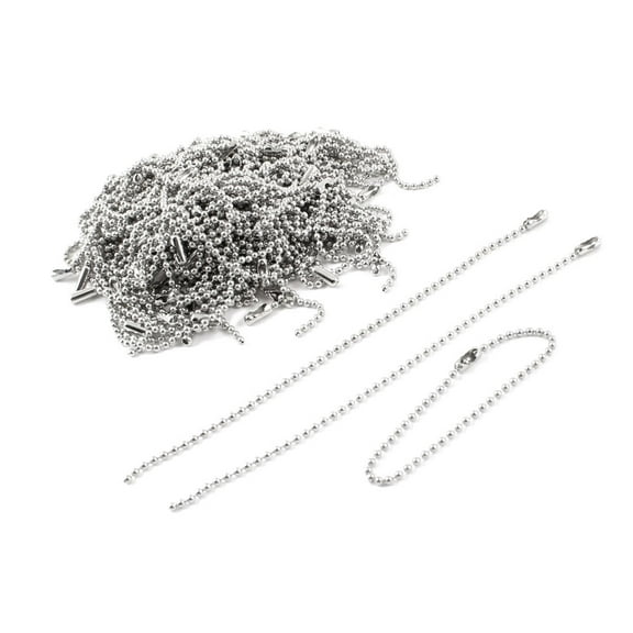 Unique Bargains Dog Key Metal Tag Beaded Ball Chain Keychain 3.7' Length Silver Tone 100Pcs