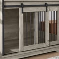 thumbnail image 5 of Pefilos 35" Wooden Dog Kennel End Table with Drawers and Sliding Door Dog Crate, Furniture Style Dog Crate, Gray, 5 of 17