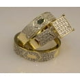 thumbnail image 3 of Sparkle Jewels Round Cubic Zirconia His & Her Couple Wedding Trio Ring Set 14K White Gold Finish, 3 of 3