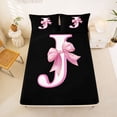 thumbnail image 5 of Erosebridal Dreamy Princess Style Kids Queen Sheet Sets,Pink Bowtie Monogrammed J Bed Set For Girly 4 Pieces, 5 of 6