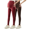 thumbnail image 3 of AINIYS Women's Maternity High Waisted Leggings Soft Stretch Tummy Support Pants for Daily Wear Yoga Errands Orange M, 3 of 7