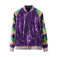 thumbnail image 2 of LOVZFMLL Vestes pour Femmes à Paillettes à Col Rabattu Manches Longues avec Franges, 2 of 7