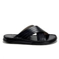 thumbnail image 2 of Men's 82622 Leather Lined Criss Cross Over Slip On Slides Sandals, 2 of 4
