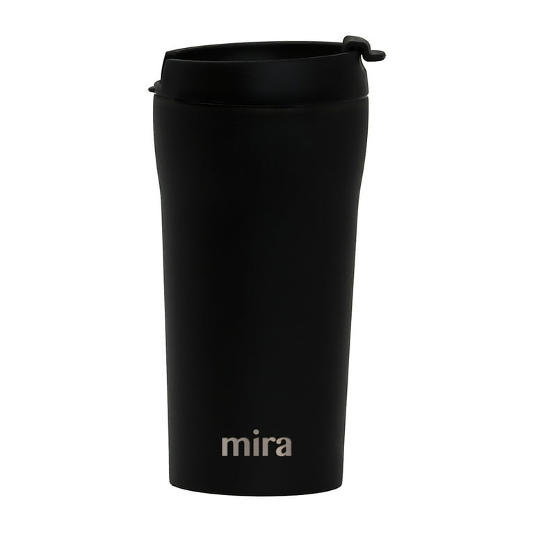 Mira 12 oz Stainless Steel Insulated Travel Mug for Coffee & Tea - Vacuum Insulated Car Tumbler Cup with Spill Proof Twist on Flip Lid - Thermos Keeps