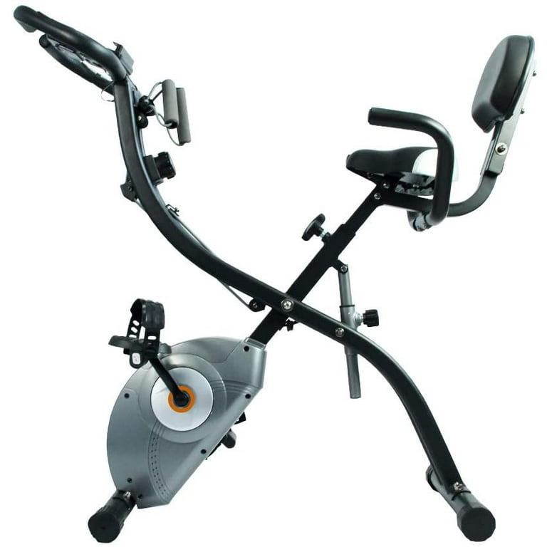 ATIVAFIT Stationary Exercise Bike Magnetic Upright Bike Monitor with Phone Holder High Backrest Adjustable Resistance Band for Arm Leg