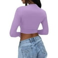 thumbnail image 5 of LISTHA Womens Crop Tops Long Sleeve Slim Fit Tight Crew Neck Tees Going Out Y2k Basic Cropped T Shirts Long Sleeve_Light Purple S, 5 of 8