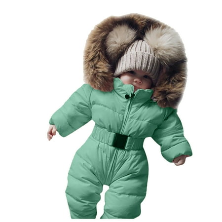 

OJinShaWanO Leather Jacket Kids Girls Baby Romper Outerwear Snowsuit Girls Coat Jumpsuit Hooded Jacket Warm Girls Coat&Jacket 9-12 Months