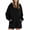 Black, variant on Hoodie Women Drawstring V Neck Hooded Split Hem Sweatshirt with Pockets Fall Winter Tunic Hoodies Lightweight Sweatshirts S-3XL