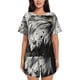 thumbnail image 1 of Balery Ink Style Bald Eagle Conjunto de Pijama para Mujer con Estampado, Dos Piezas de Manga Corta y Shorts, Ropa de Dormir Suave con Cuello Redondo y Bolsillos-3X-Large, 1 of 6