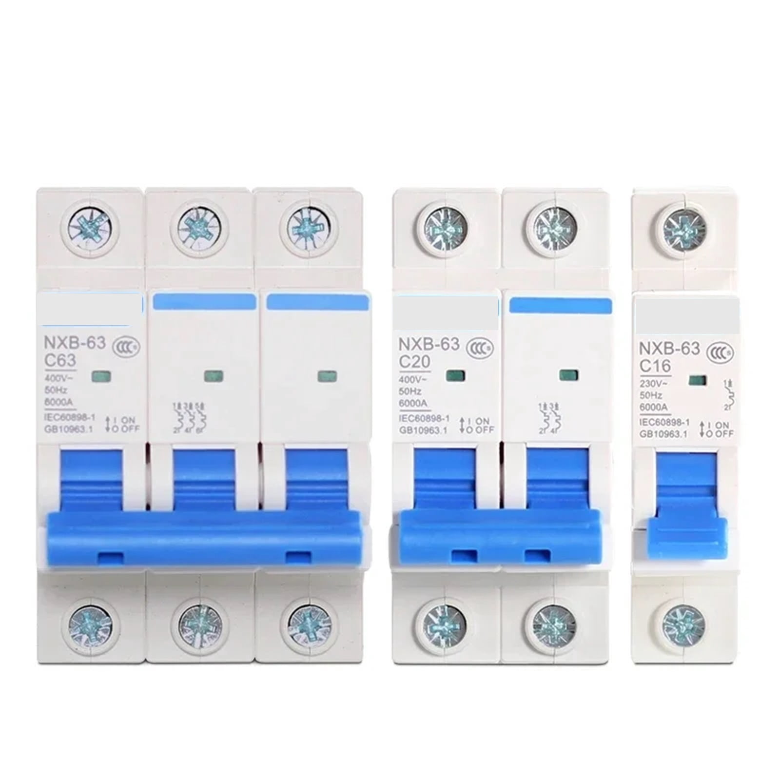 circuit breaker 1pcs MCB NXB-63 Miniature Circuit Breaker 1P 2P 3P 4P AC 230/400V DIN Rail Mounting Miniature Household Air Switch