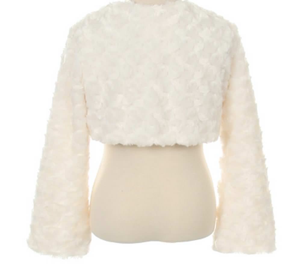 Dreamer P Little Girls Adorable Faux Fur Pearl Cover Up Bolero Jacket Shrug Winter 2-16