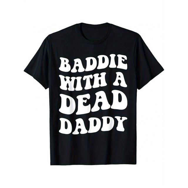 T-Shirt Humoristique Dead Dad Club Baddie avec un Dead Daddy Col Rond Manches Courtes Coupe Régulière pour Toutes les Saisons