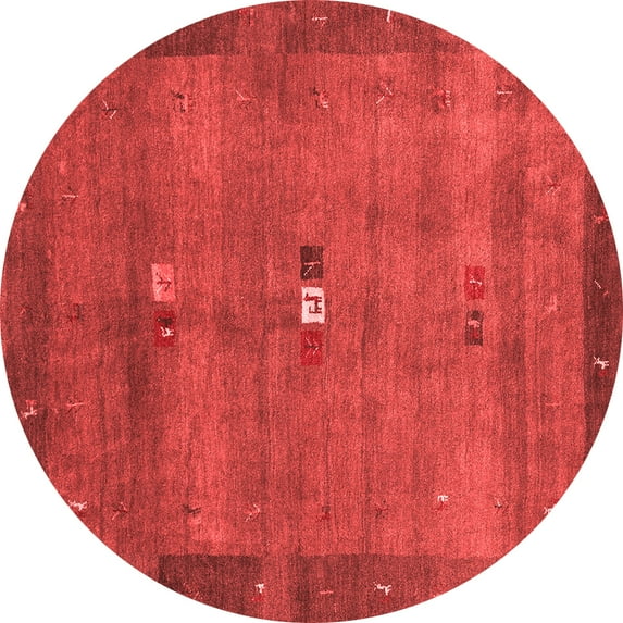 Ahgly Company Indoor Round Abstract Red Contemporary Area Rugs, 3' Round