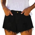 thumbnail image 5 of MYAOYI Short for Women Distressed Ripped Denim Shorts, Mid Rise Frayed Hem with Pockets, 5 of 8
