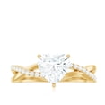 thumbnail image 4 of Rosec Jewels Moissanite Heart Shaped Engagement Ring 1 Carat - Crossover Ring for Women - 7 mm - D-VS1 Quality Certified, 18K Yellow Gold, US 7.00, 4 of 8