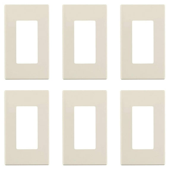Leviton 80301-ST 1-Gang Decora Plus Wallplate Screwless Snap-On,6-Pack