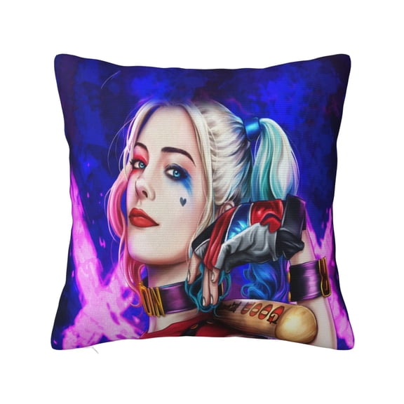Harley Qu-in Pillowcase Cartoon Pillow Cover Soft Couch Case Home Decorative Throw Pillow Case for Bed Living Room 12"X12"