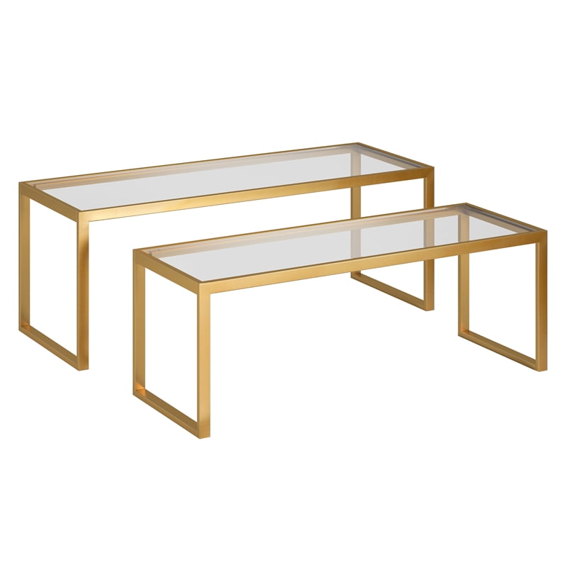 Evelyn&Zoe Contemporary Nesting Coffee Table Set with Glass Top