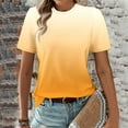 thumbnail image 2 of Women's Ombre Short Sleeve T-Shirt Round Neck Casual Top, Stylish Gradient Color Basic Tee for Everyday Summer Wear, 2 of 5