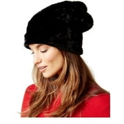 Nine West Women's Faux Fur Slouchy Hat Black One Size