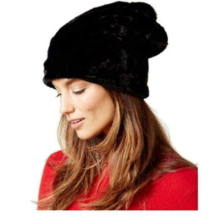 Nine West Women's Faux Fur Slouchy Hat Black One Size