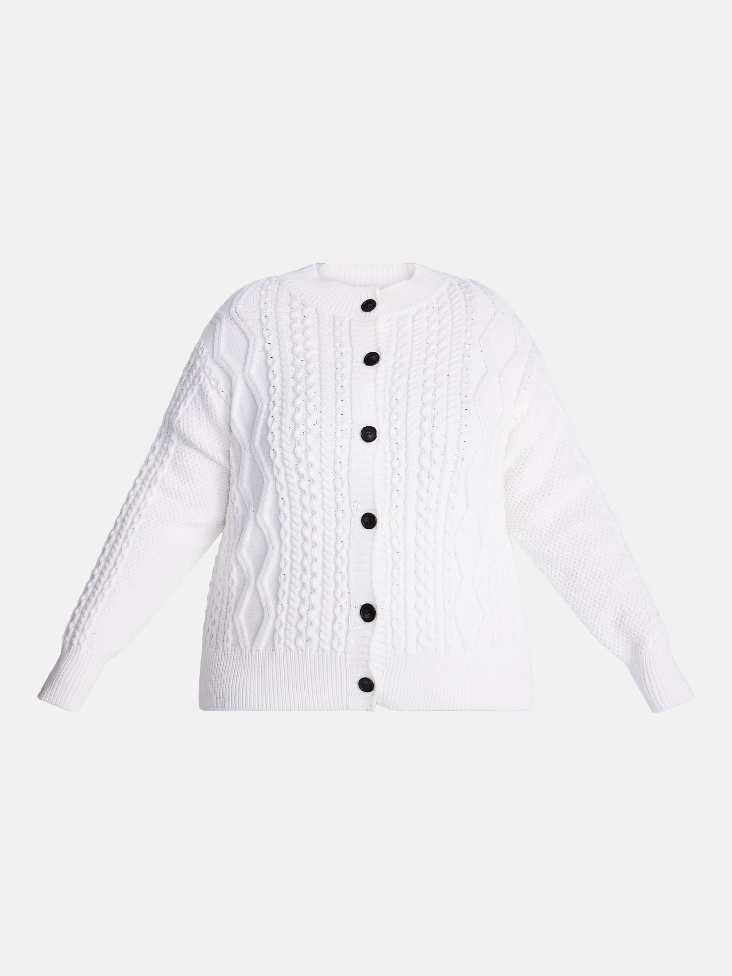 Terra & Sky Women's Plus Cable Knit Cardigan with Long Sleeves, Midweight, Sizes 0X-5X